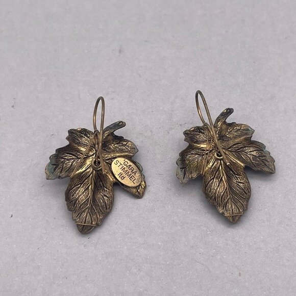 Cara Stimmel Ltd Leaf Beaded Center Earring Hook Closure Gold Tone - Picture 4 of 5